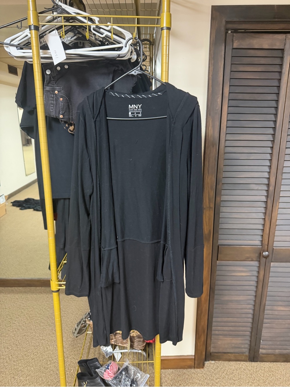 Marc New York Black Long-Sleeve Hooded Open Cardigan Dress